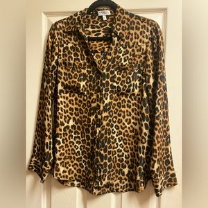 Express Portofino Leopard Print Button Down Blouse Medium